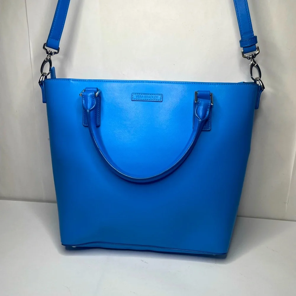 Vera Bradley Coastal Blue Leather Composition Satchel Crossbody & Shoulder Bag - Picture 2 of 14